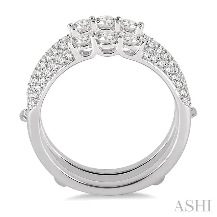 1 Ctw Round Cut Diamond Insert Ring in 14K White Gold