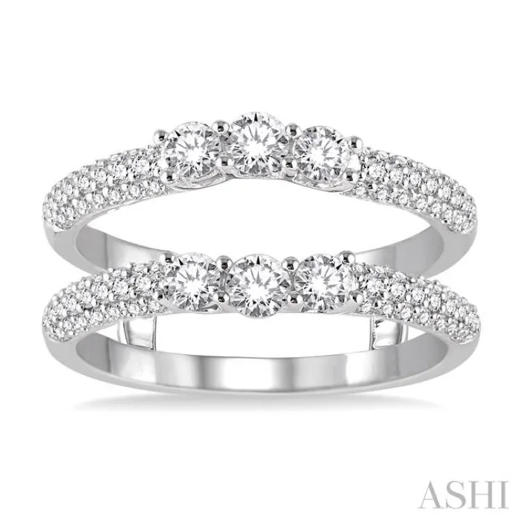 1 Ctw Round Cut Diamond Insert Ring in 14K White Gold