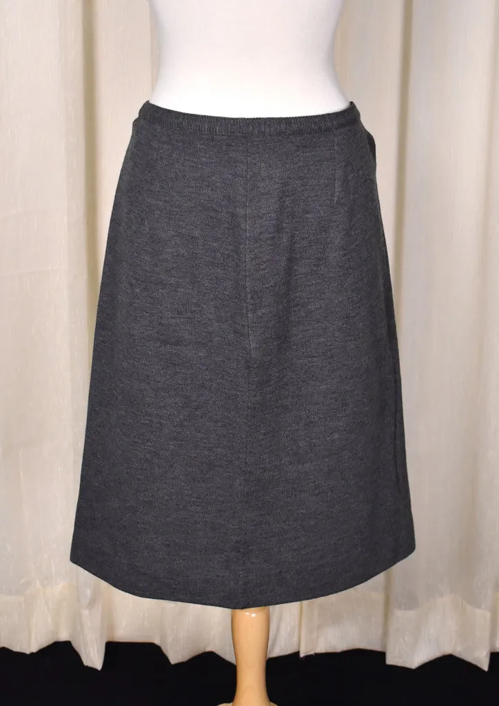 1950s Gray & Brown Skirt Set