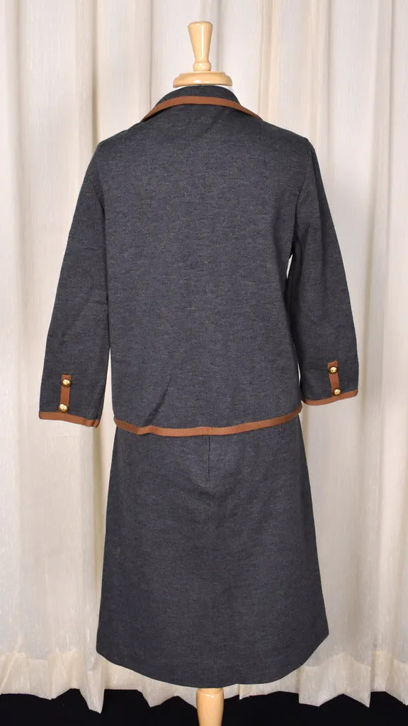 1950s Gray & Brown Skirt Set