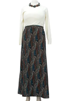 1970s Vintage Paisley Corduroy Maxi Skirt • Hand Made • 31"