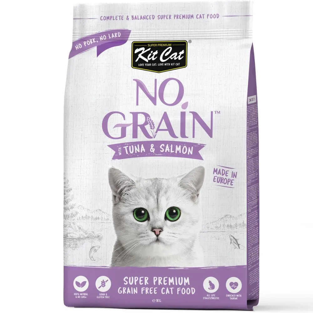 20% OFF FREE TREATS: Kit Cat No Grain Tuna & Salmon Grain-Free Dry Cat Food