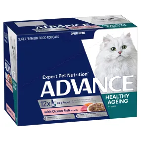 Advance Ocean Fish in Jelly Healthy Ageing Mature Wet Cat Food Trays 85g x 12