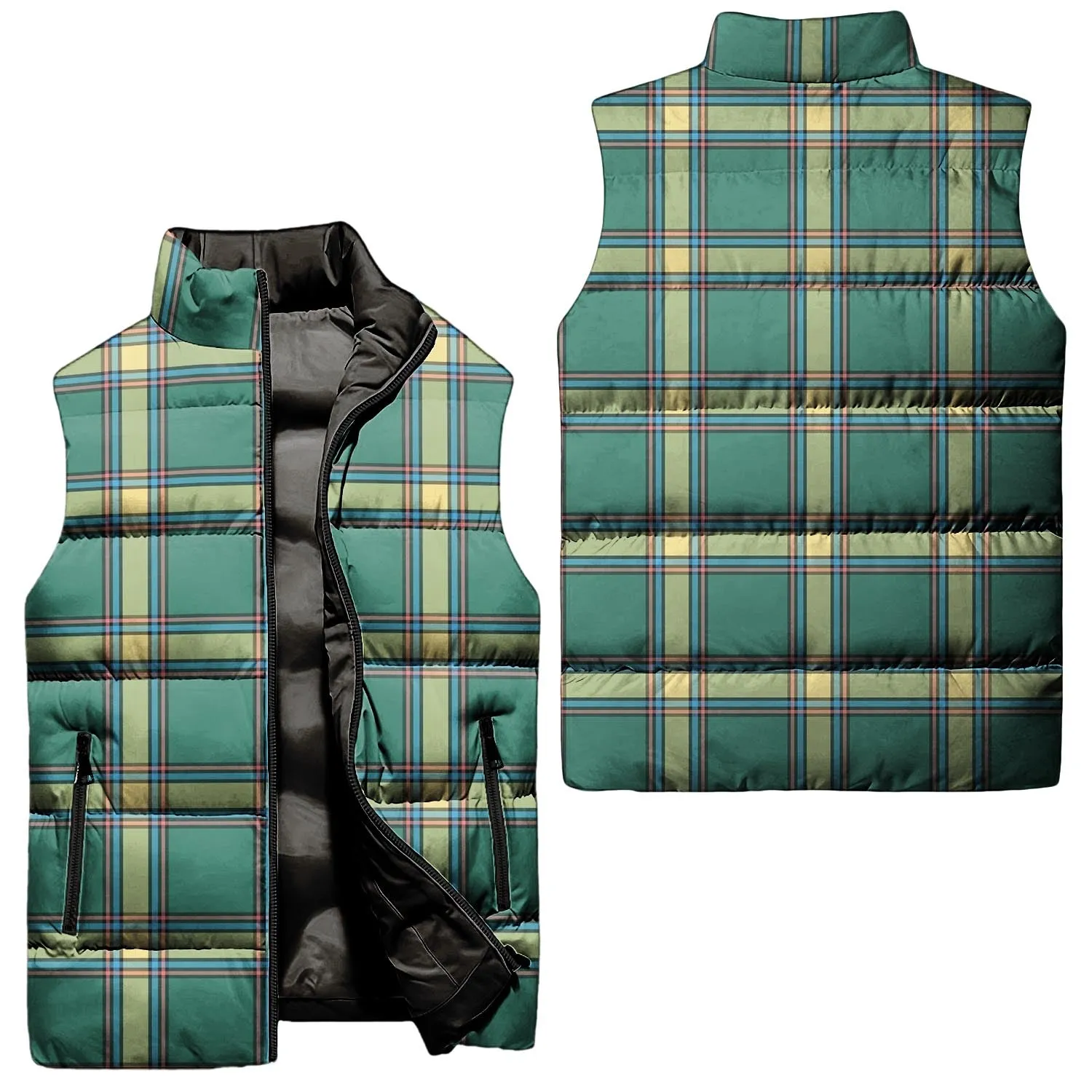 Alberta Province Canada Tartan Sleeveless Puffer Jacket