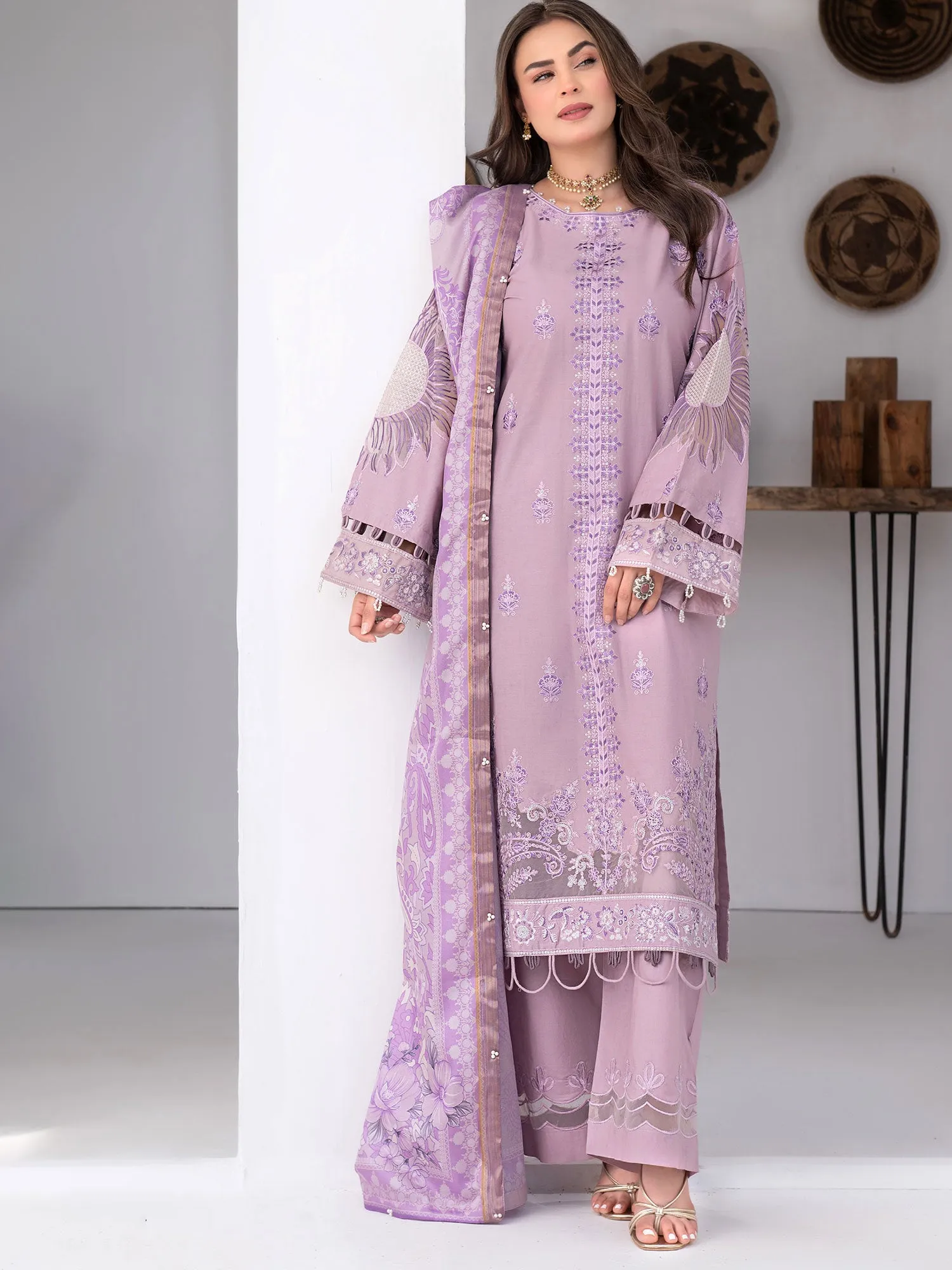 Ally's Luxury Cotton Lilac 3-Piece Suit (AL-822)