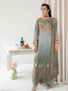 Ally's Sage Green Shamoz Silk Embroidered 3-Piece Suit (DGP-240)