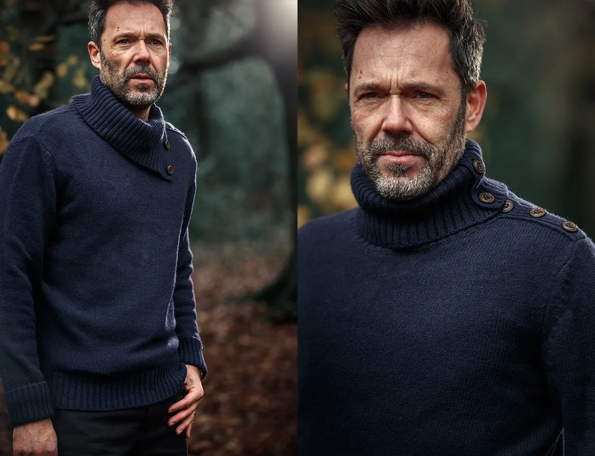 &SONS Ahab Submariner Rollneck Jumper Navy