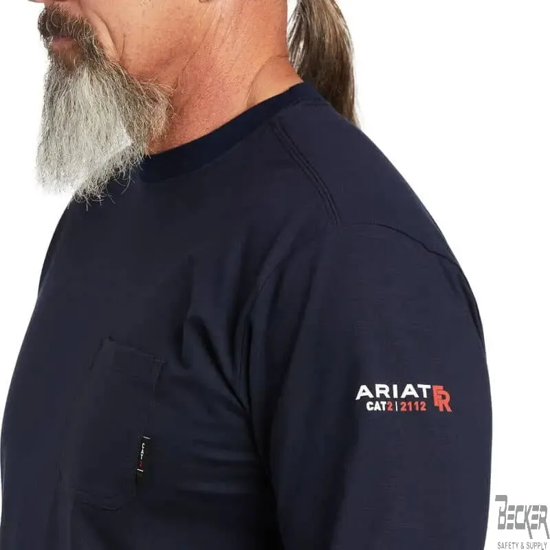 ARIAT - FR Stretch Logo T-Shirt, NAVY/USA