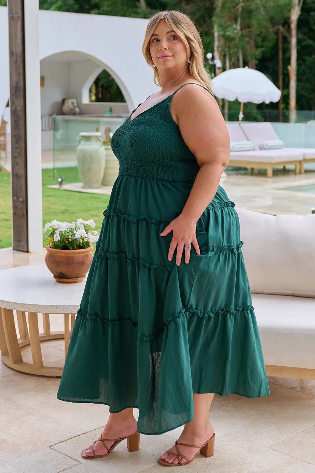 Austen Midi Dress Forest Green