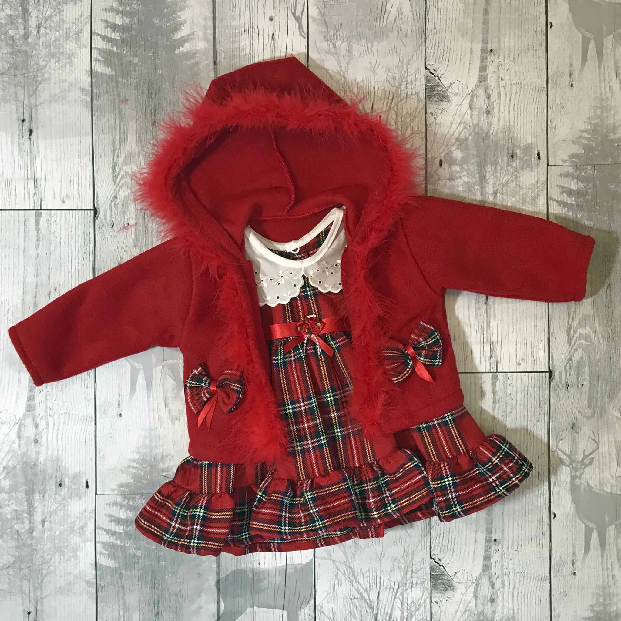 Baby Girls Red Tartan Dress and Jacket