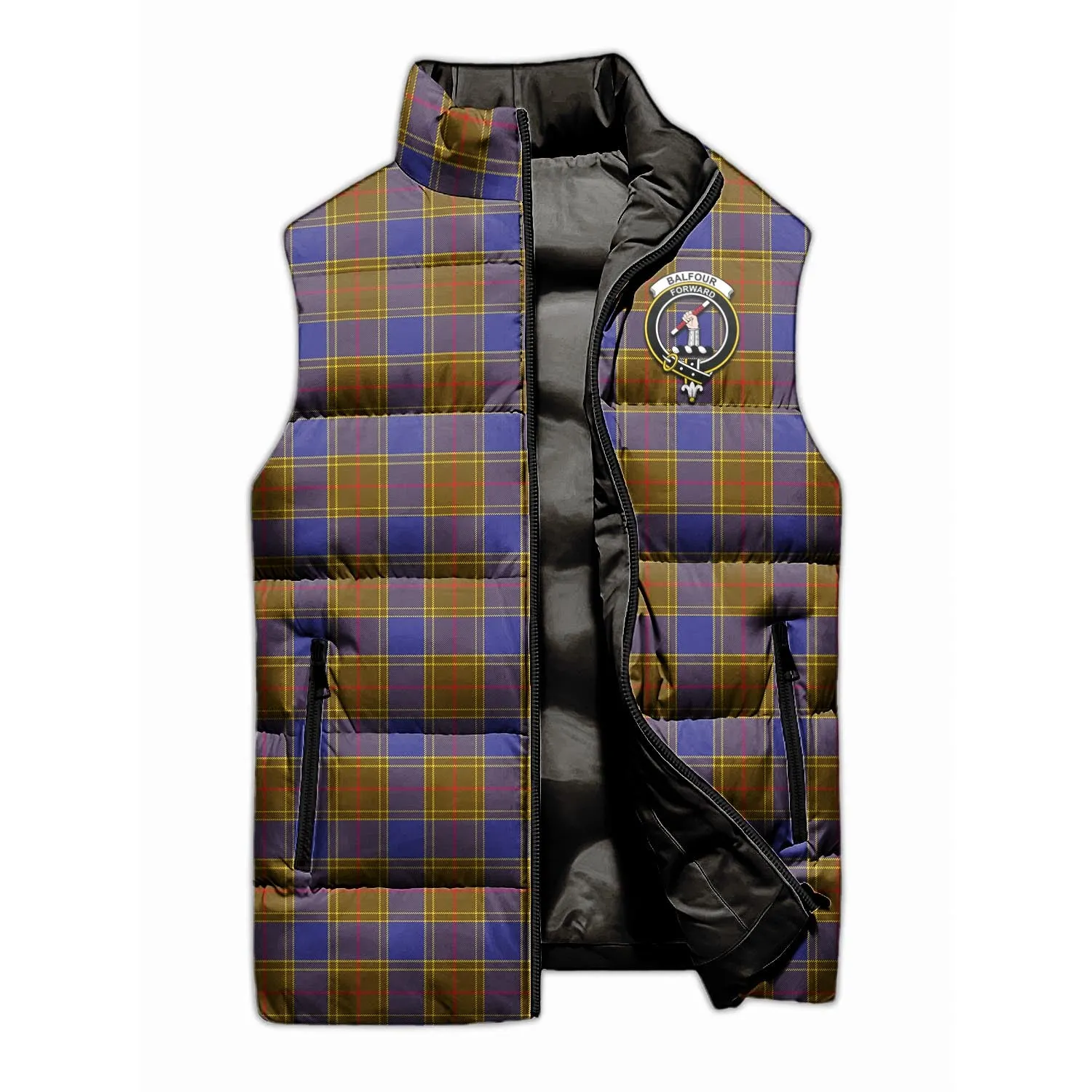 Balfour Tartan Sleeveless Puffer Jacket with Family Crest