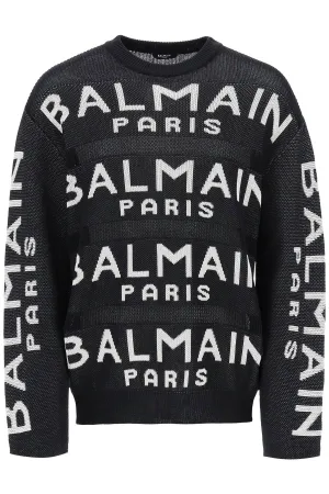 Balmain cotton pullover with all-over logo