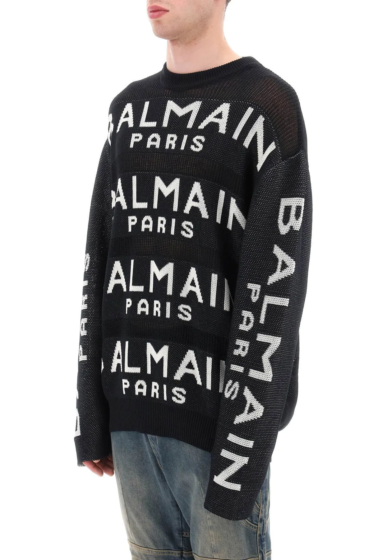 Balmain cotton pullover with all-over logo