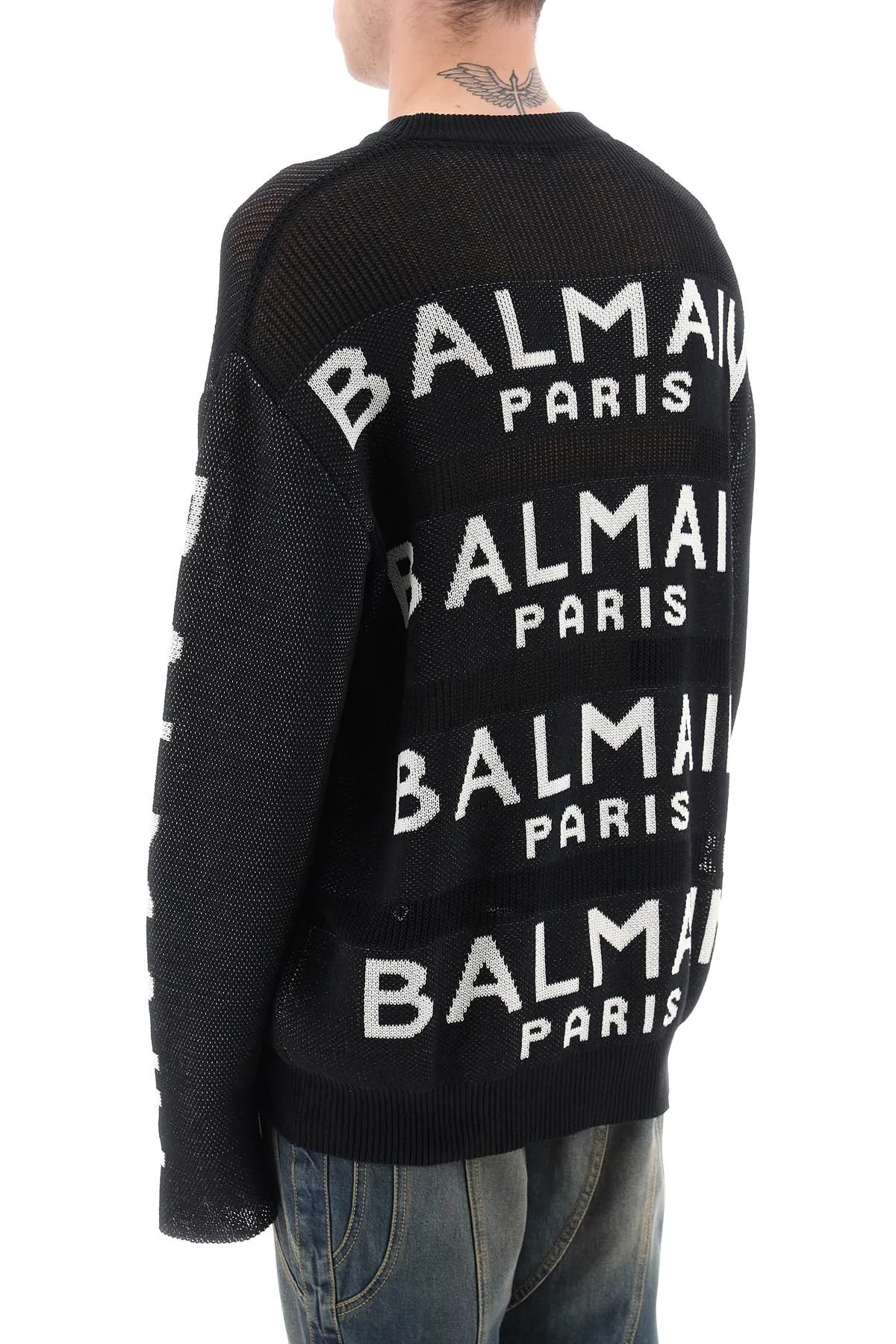 Balmain cotton pullover with all-over logo