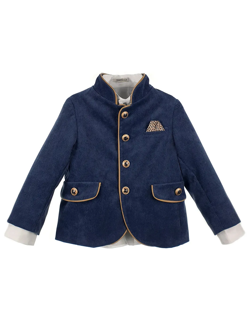 Baptism corduroy suit for boy - JOGGI Blue