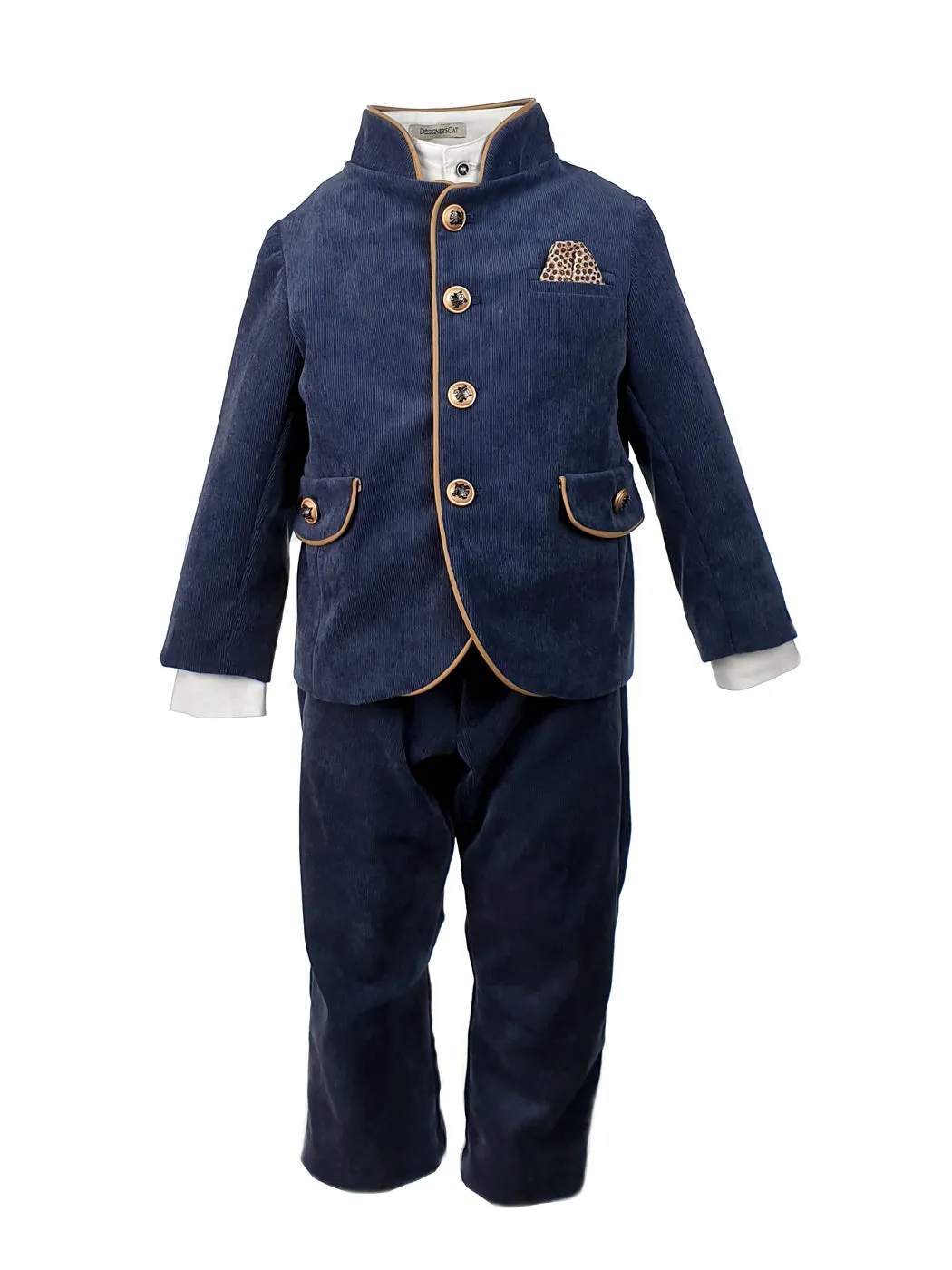 Baptism corduroy suit for boy - JOGGI Blue