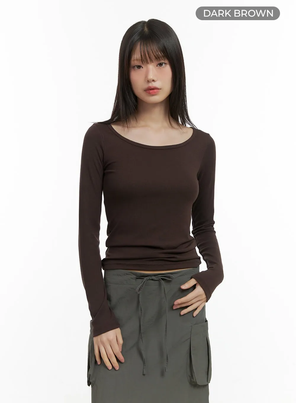 Basic U-Neck Long Sleeve Top CO410