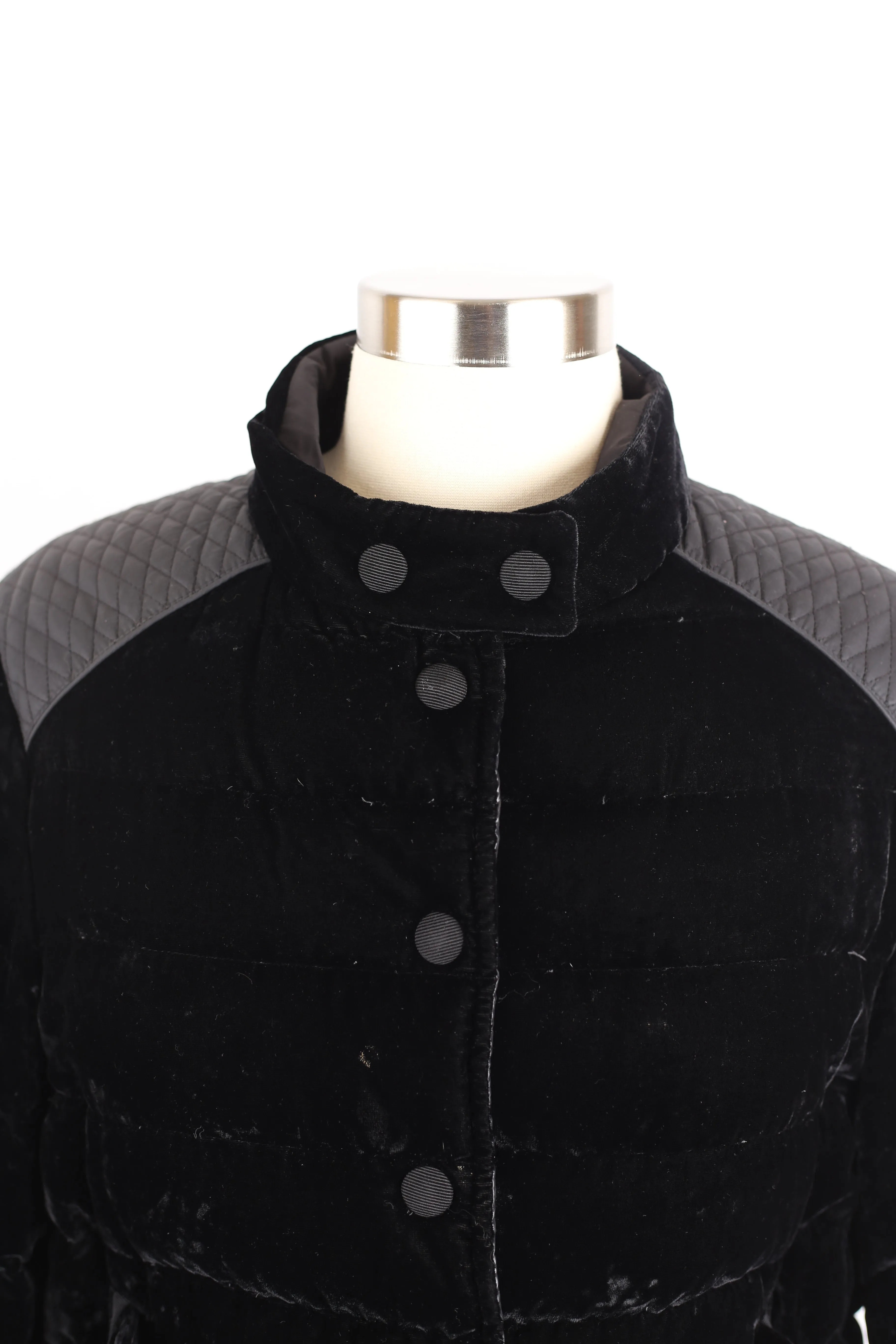 Beatrice Velvet Puffer Jacket w/ Lace Trim