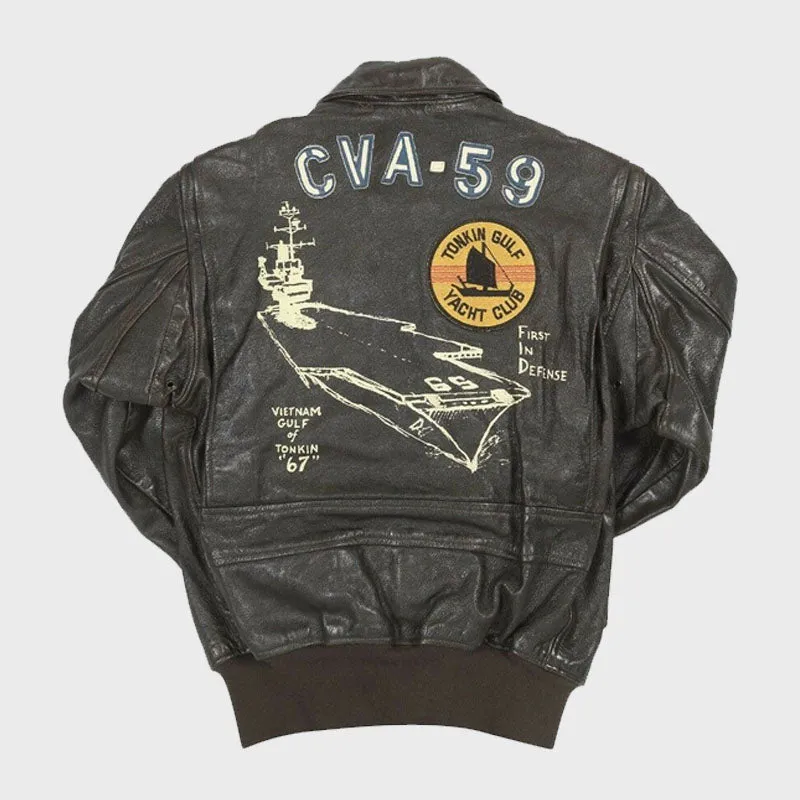 Best Looking Pilot’s Vietnam Flight Black Leather Jacket For Men's