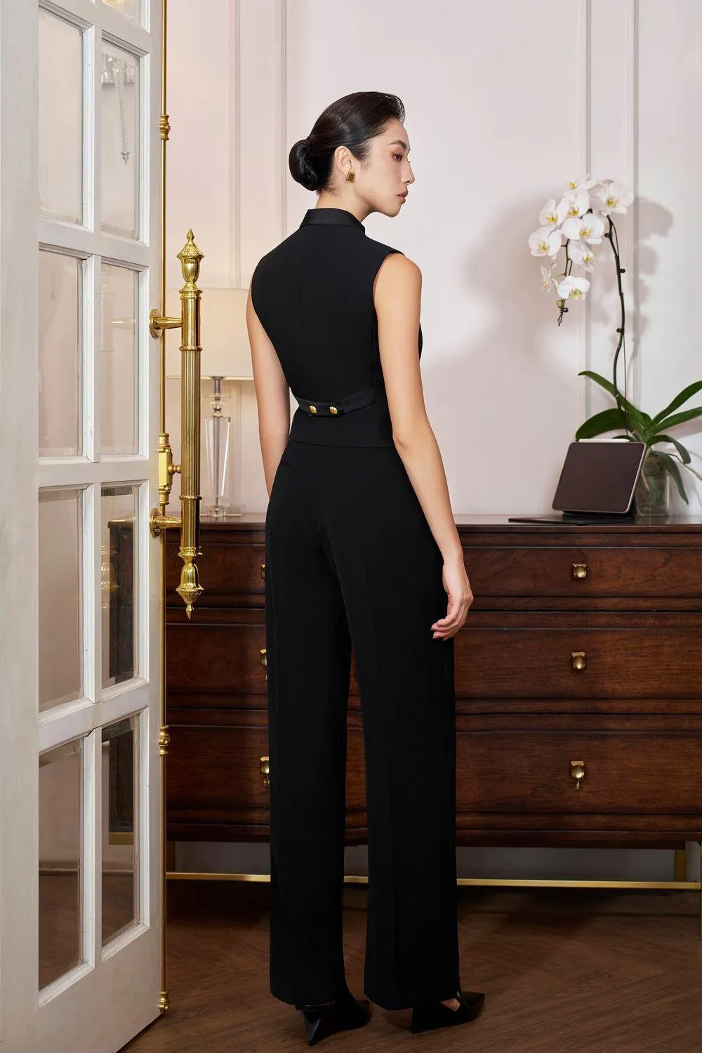 Bethany Straight Asymmetric Gabardine Ankle Length Trousers