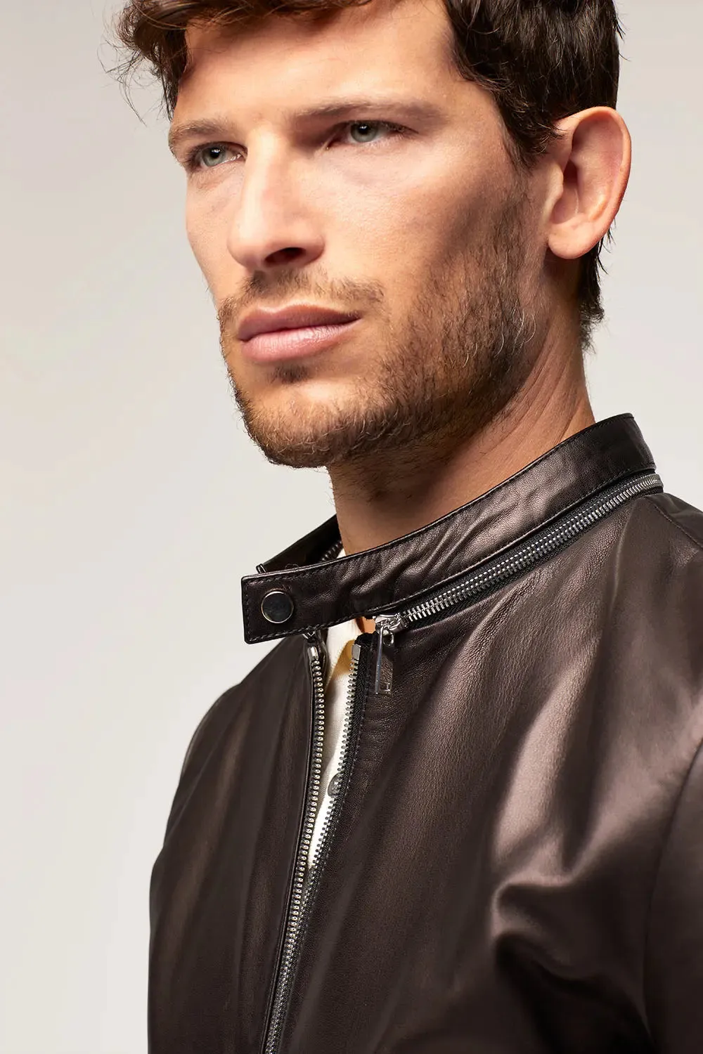 Black leather jacket for men