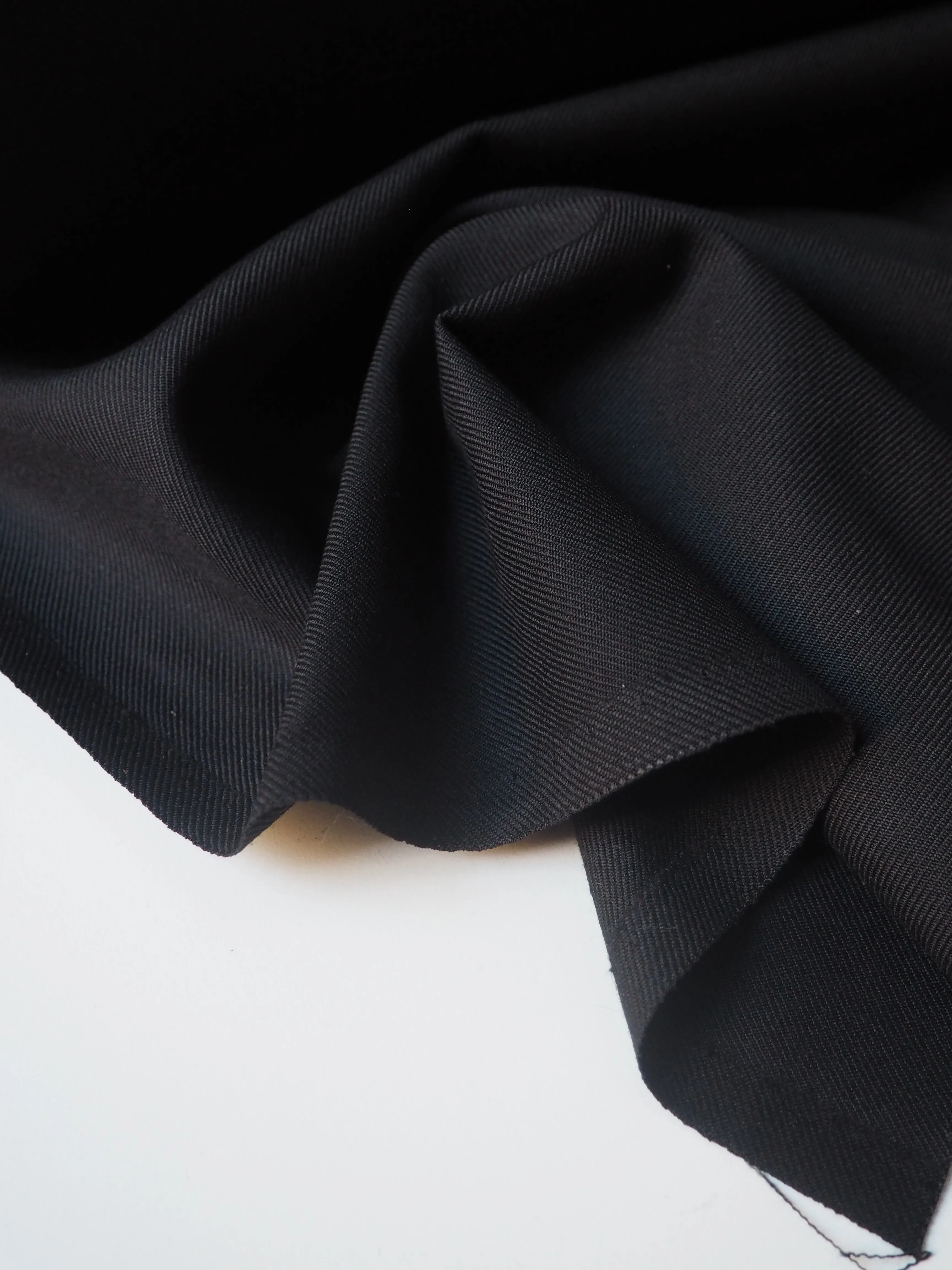 Black Sateen Wool Twill