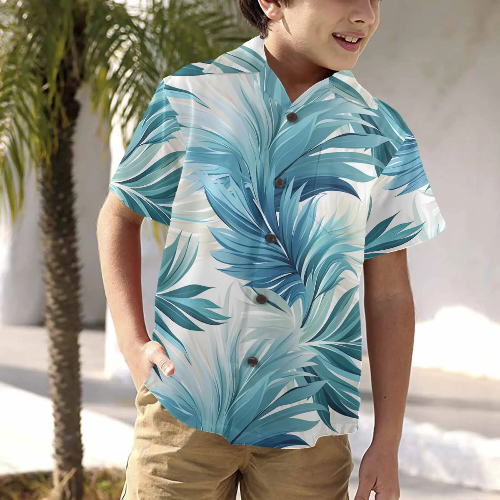 Blue Palms  Little Boys Hawaiian Shirt