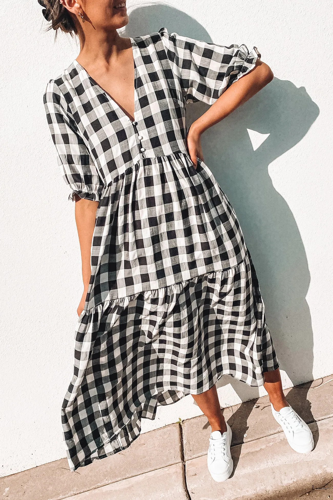 Boden Maxi Dress Black Check