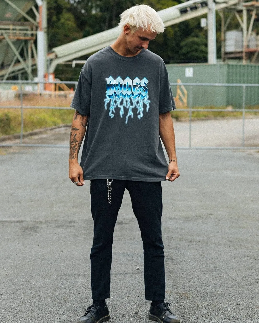 Bolt Bones Tee - Washed Black