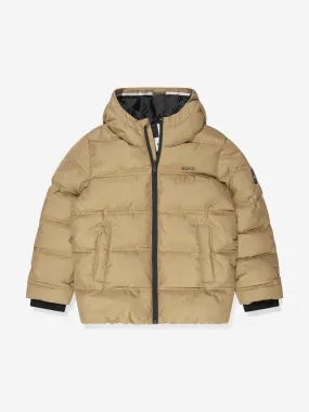 BOSS Boys Puffer Jacket in Beige