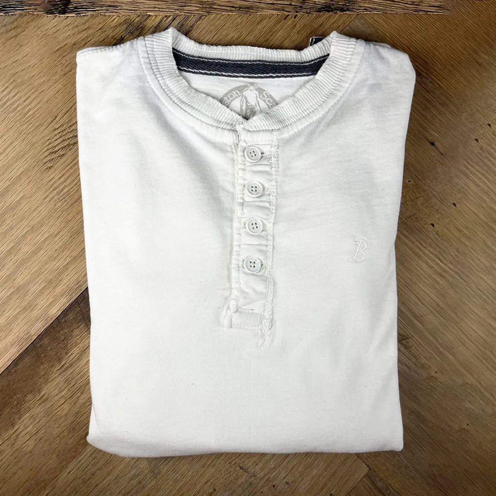 Boston Scally The Long Sleeve Henley - Vintage White