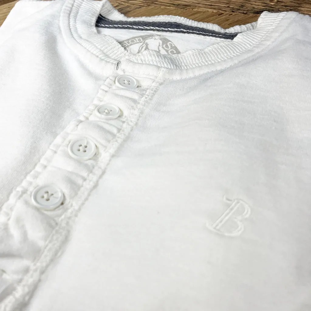 Boston Scally The Long Sleeve Henley - Vintage White