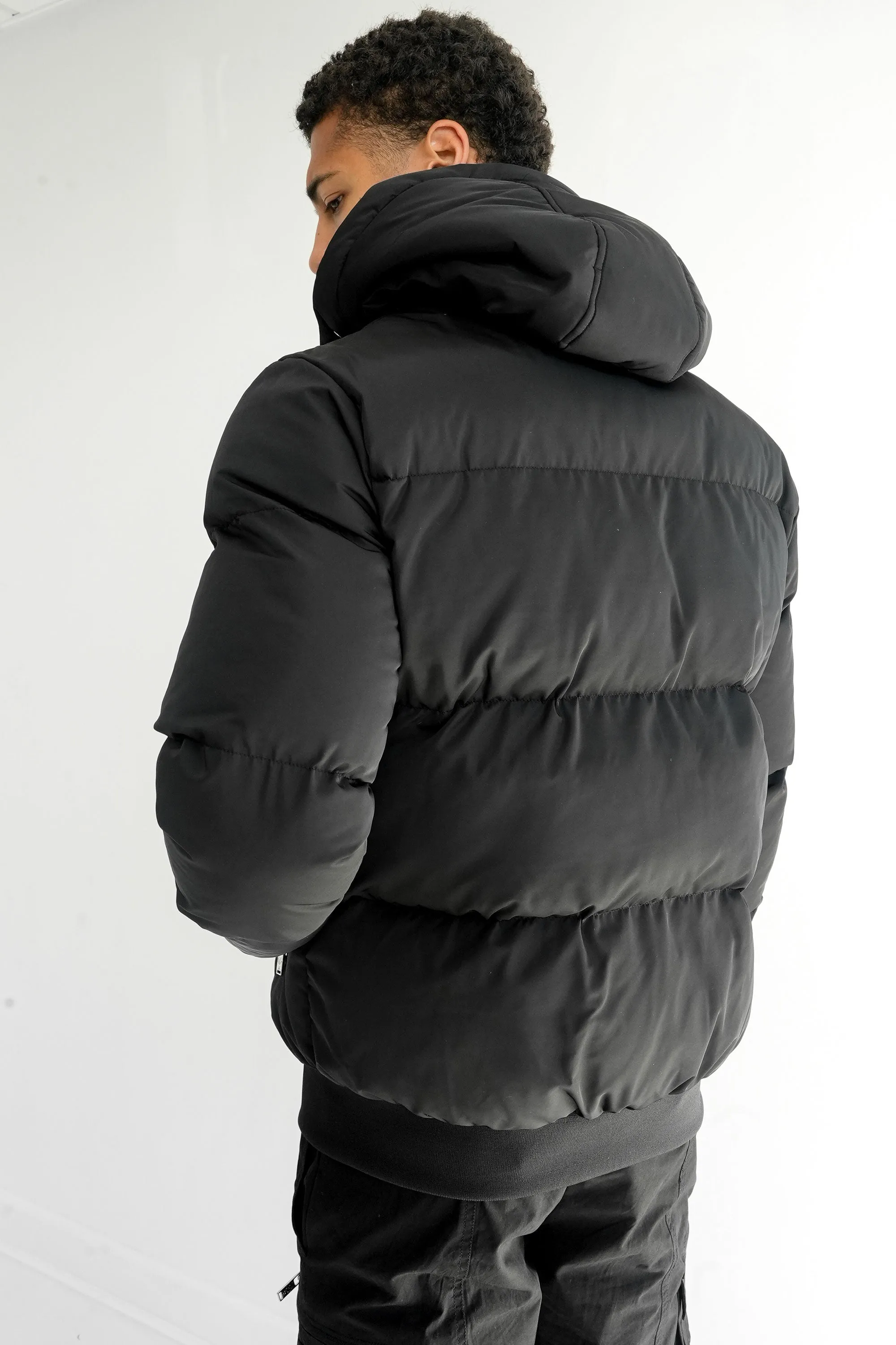 Boxy Down Insulated Puffer Jacket - Black