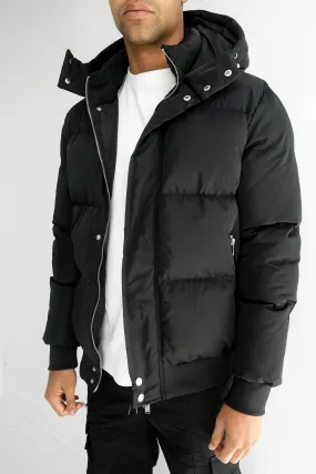 Boxy Down Insulated Puffer Jacket - Black