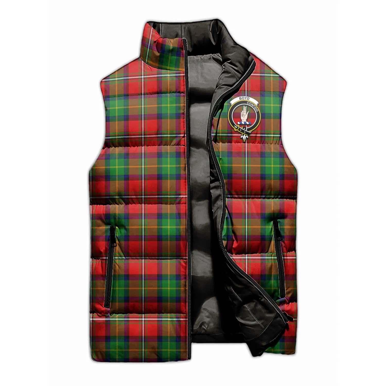 Boyd Tartan Sleeveless Puffer Jacket with Family Crest