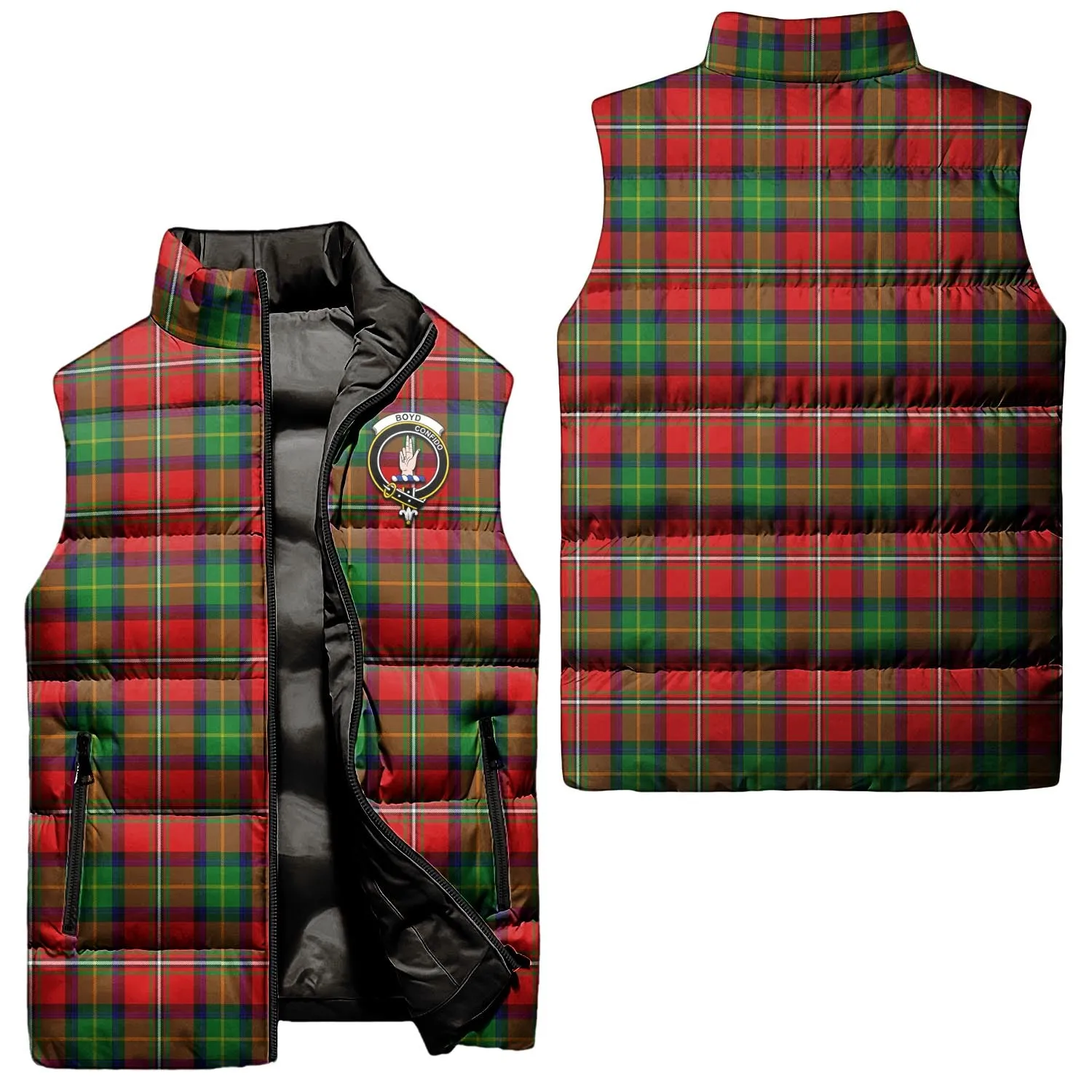 Boyd Tartan Sleeveless Puffer Jacket with Family Crest