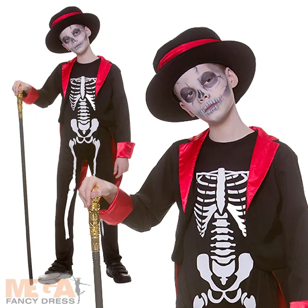 Boys Spooky Skeleton Mr Skelebones Halloween Costume