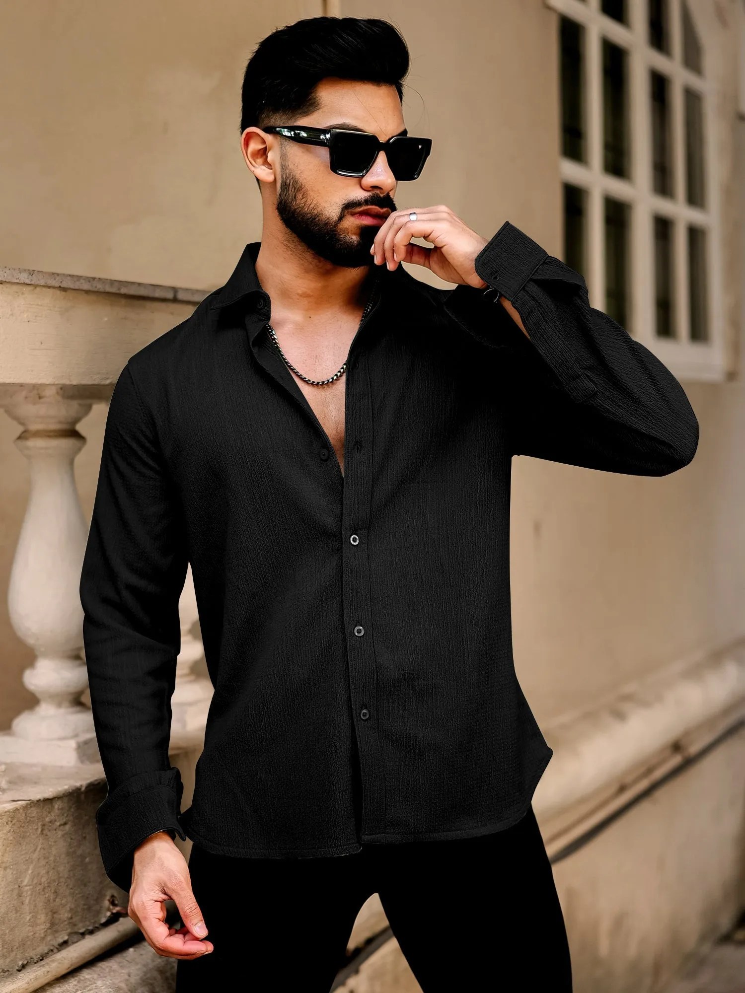 Bubble Black Full Sleeve Shirt