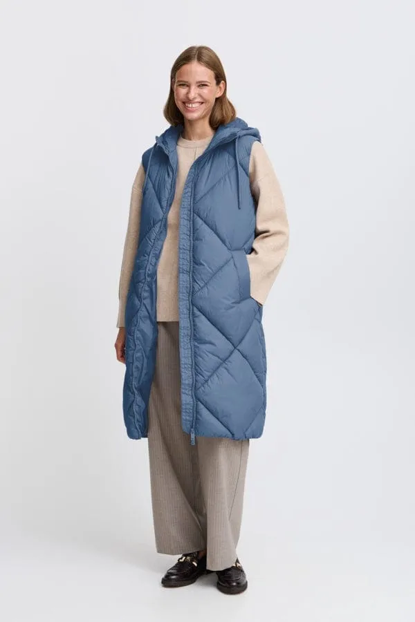 b.young Blue Horizon Gilet Long Puffer Jacket