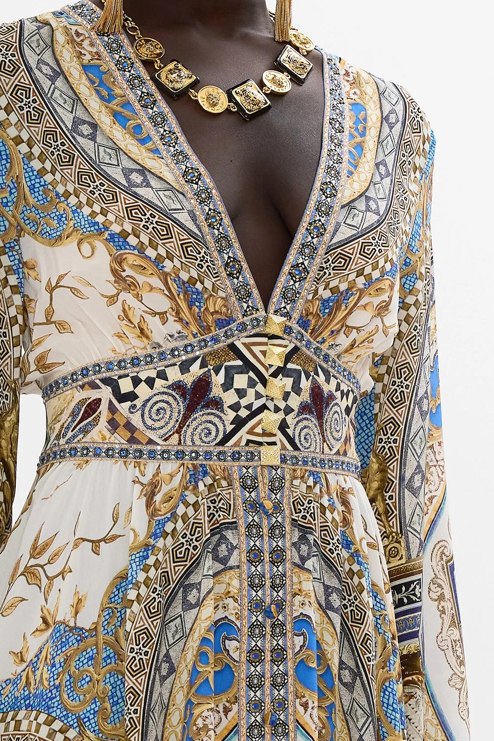 CAMILLA | MAKE ME YOUR MOSAIC KIMONO SLEEVE DRESS WITH SHIRRING DETAIL