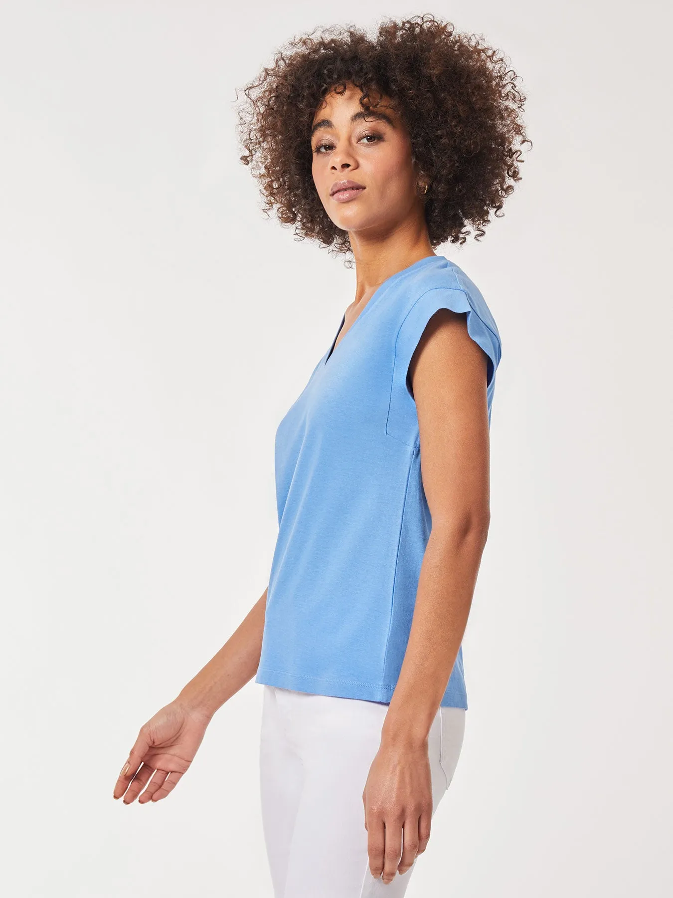 Cap Sleeve V-Neck Top