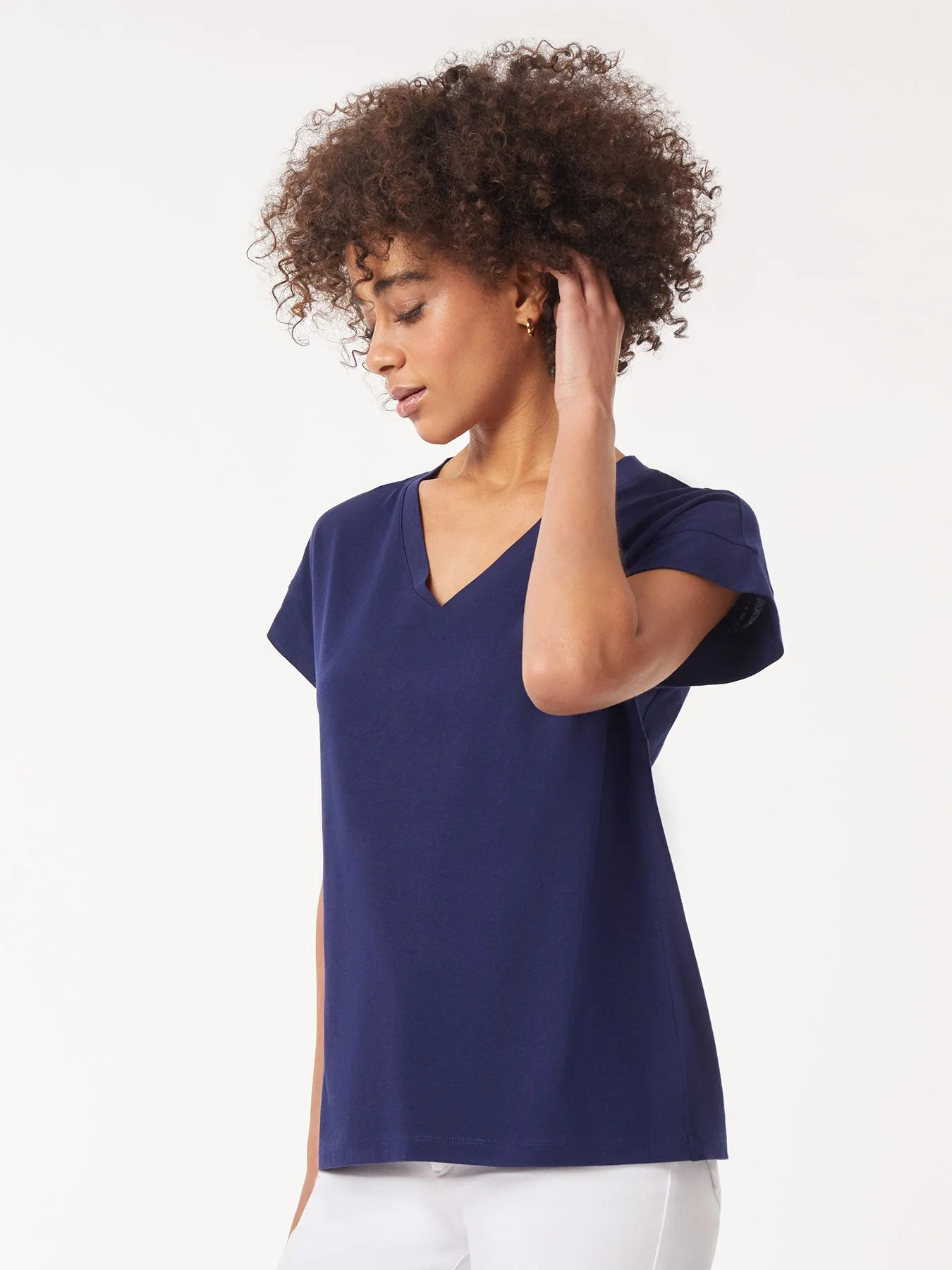 Cap Sleeve V-Neck Top