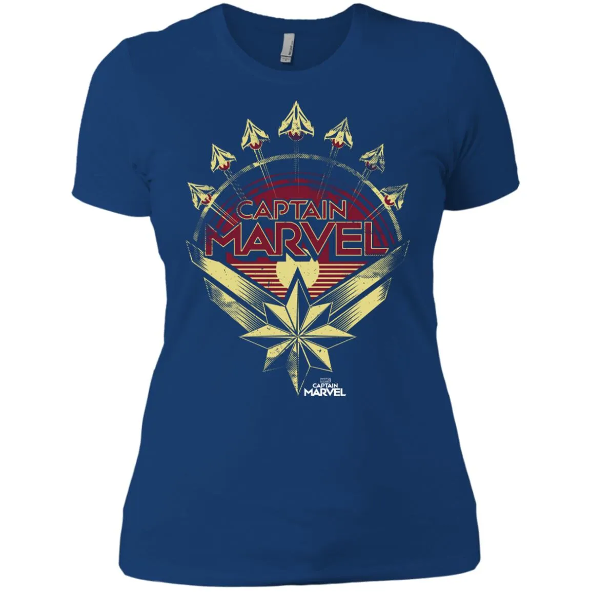 Captain Marvel Yellow Red Plane Flight Logo Women Cotton T-Shirt