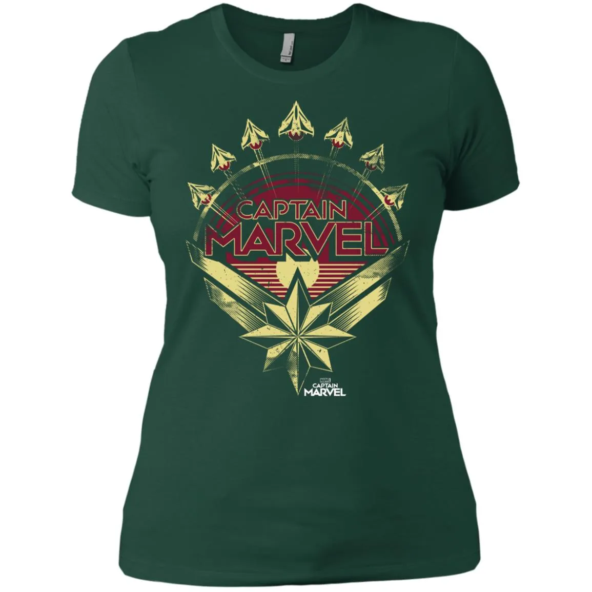 Captain Marvel Yellow Red Plane Flight Logo Women Cotton T-Shirt