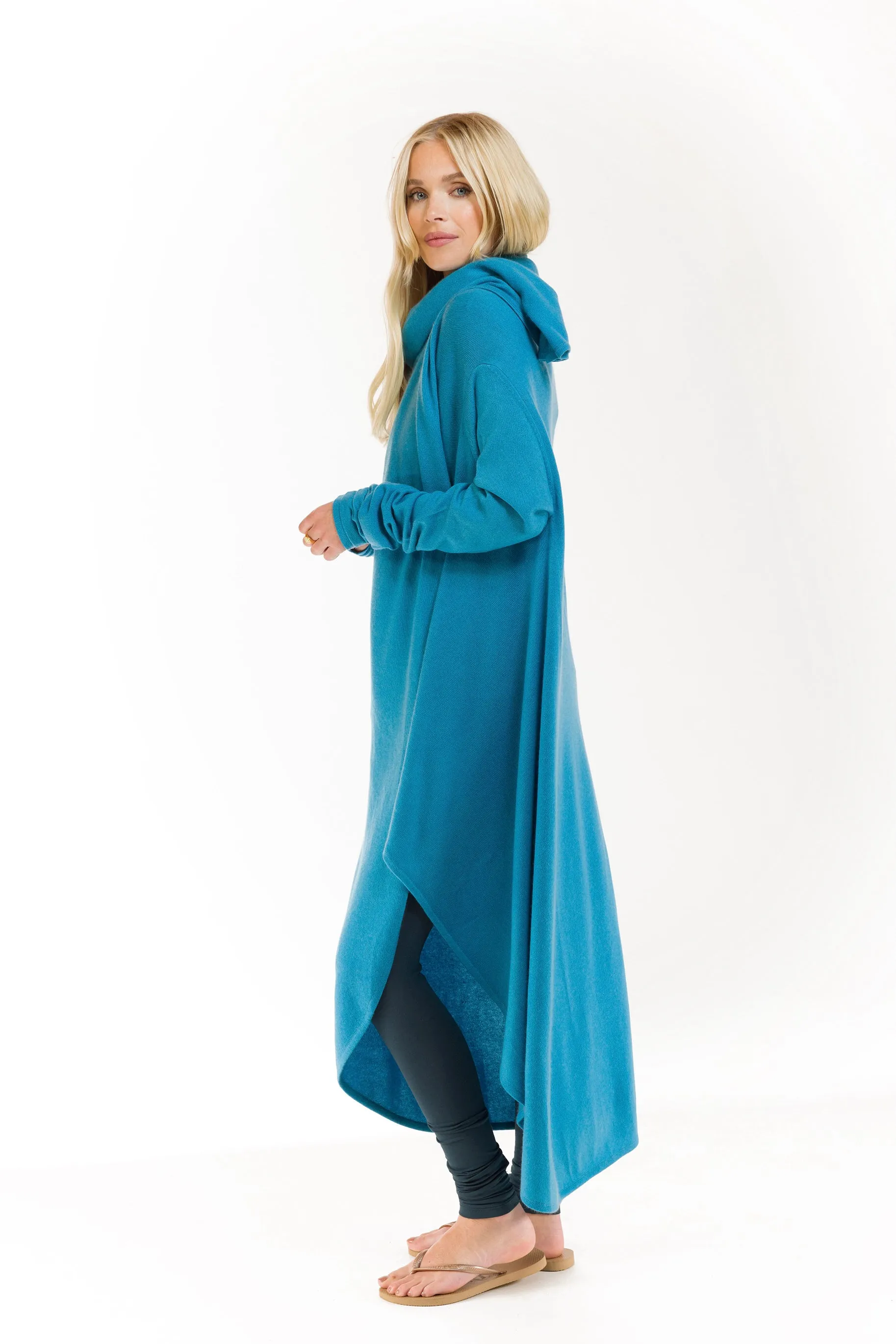 CASHMERE WATERFALL JACKET TURQUOISE