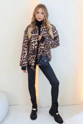 Charlotte black reversible leopard bomber jacket