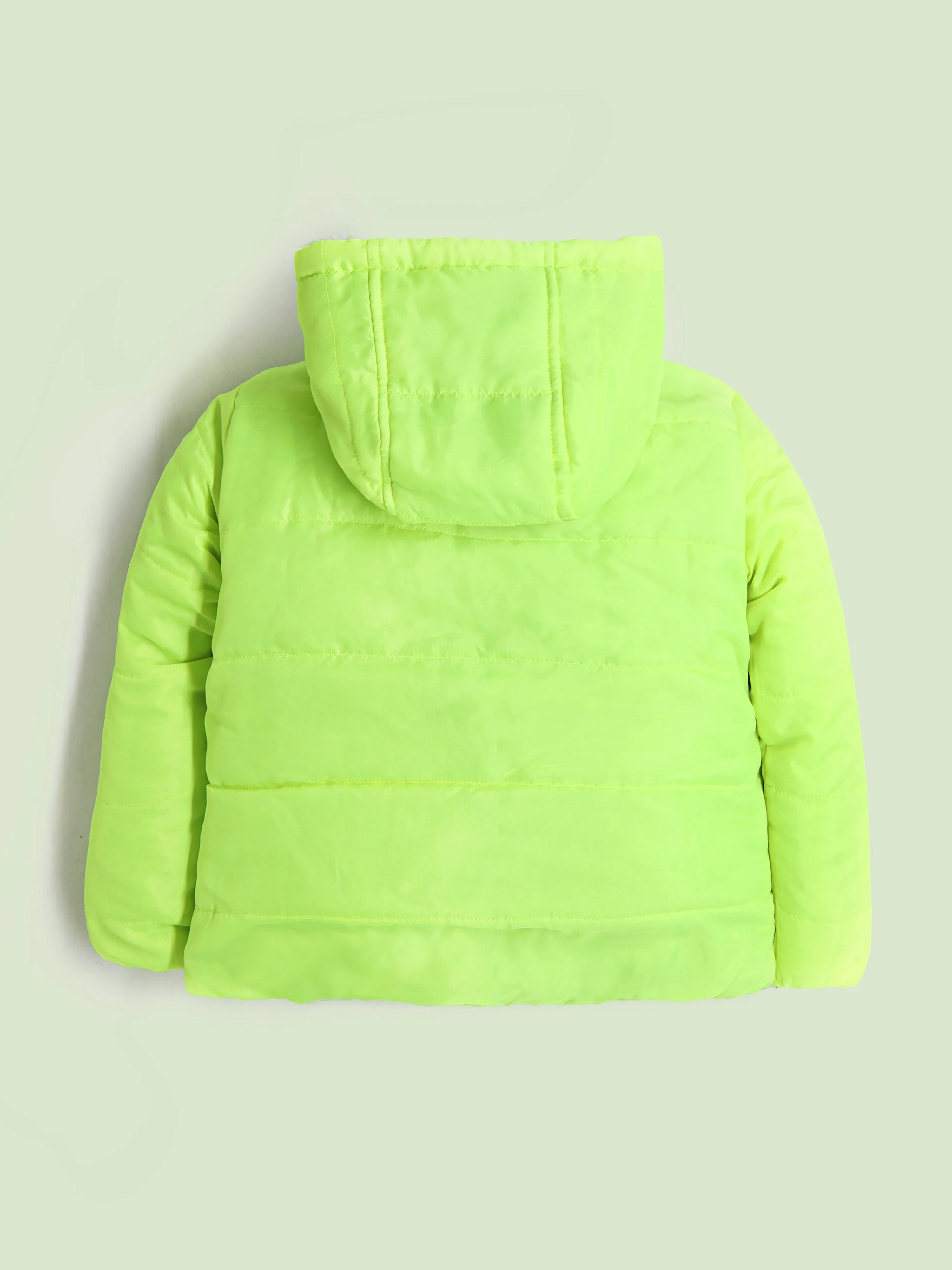 Cherry Crumble Boys Neon Green & Grey Solid Reversable Jacket