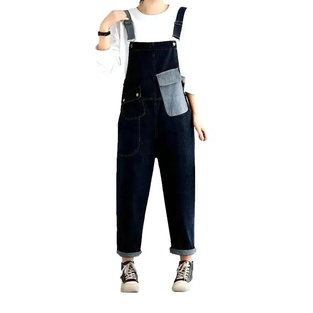 Chic patchwork women's jeans overall