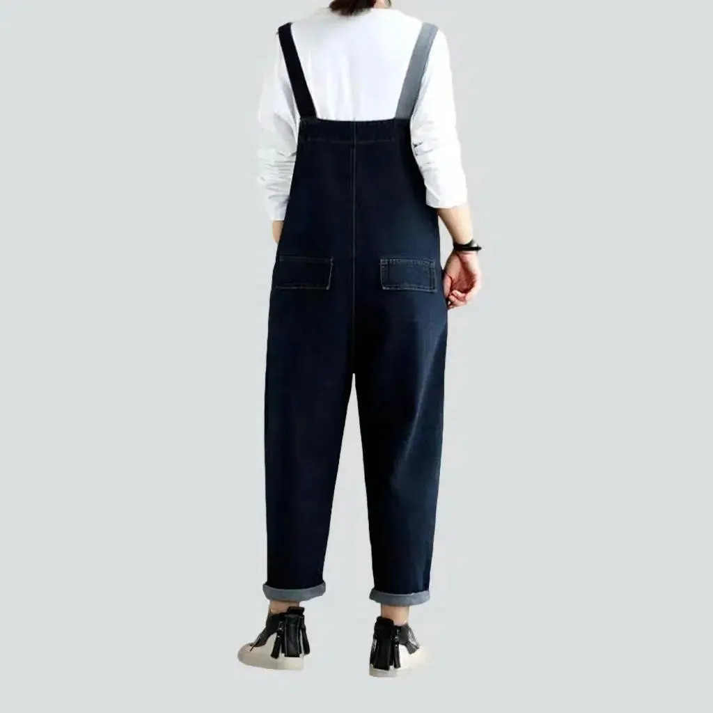 Chic patchwork women's jeans overall