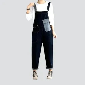 Chic patchwork women's jeans overall